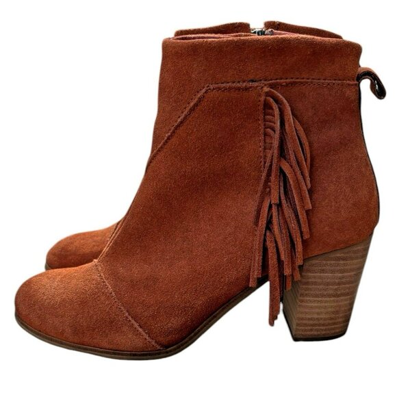 TOMS Suede Lunata Fringe Ankle Boots |‎ Boho Cowgirl Vibes Women’s Size 8.5 - Picture 4 of 9